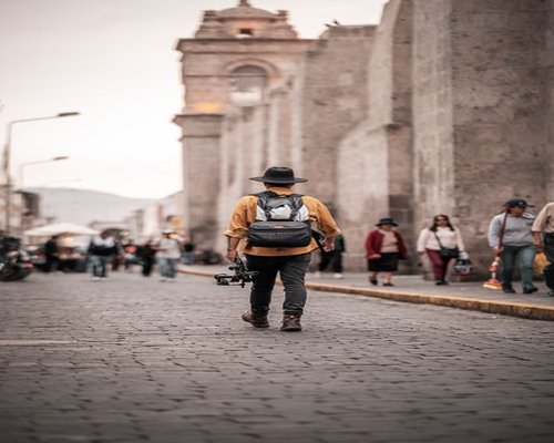 person taking a neighborhood walk after work in Peru